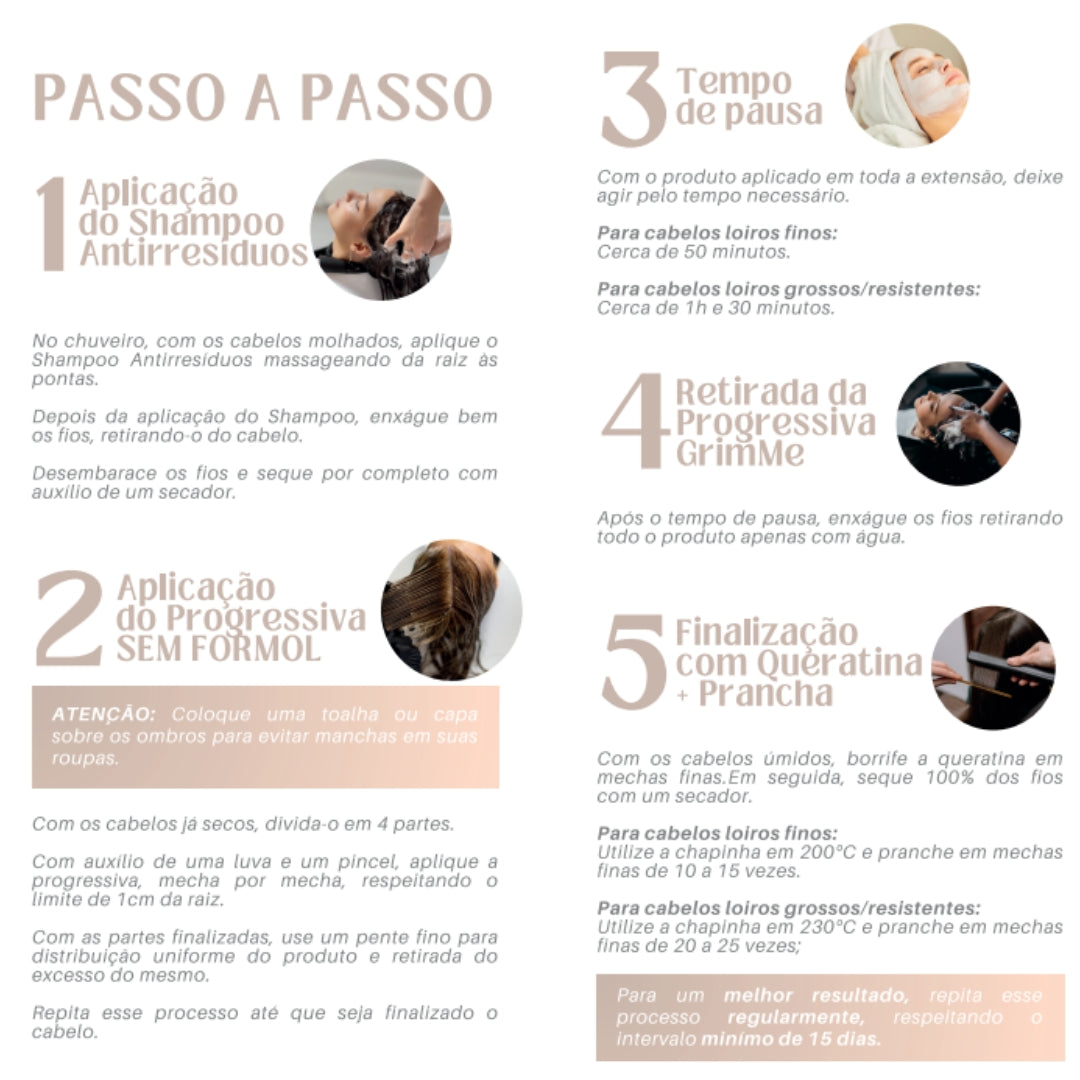 KIT Progressiva Orgânica Loiras (Alisa e Matiza) GRIM.ME + BRINDE EXCLUSIVO: Kit de Aplicação