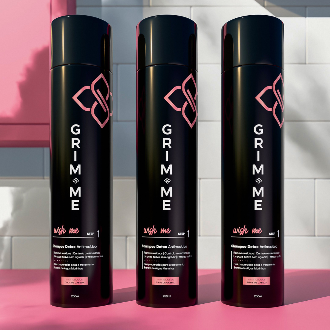 Kit 3 Shampoo Antirresíduos Detox GRIM.ME + Escova Mágica de BRINDE